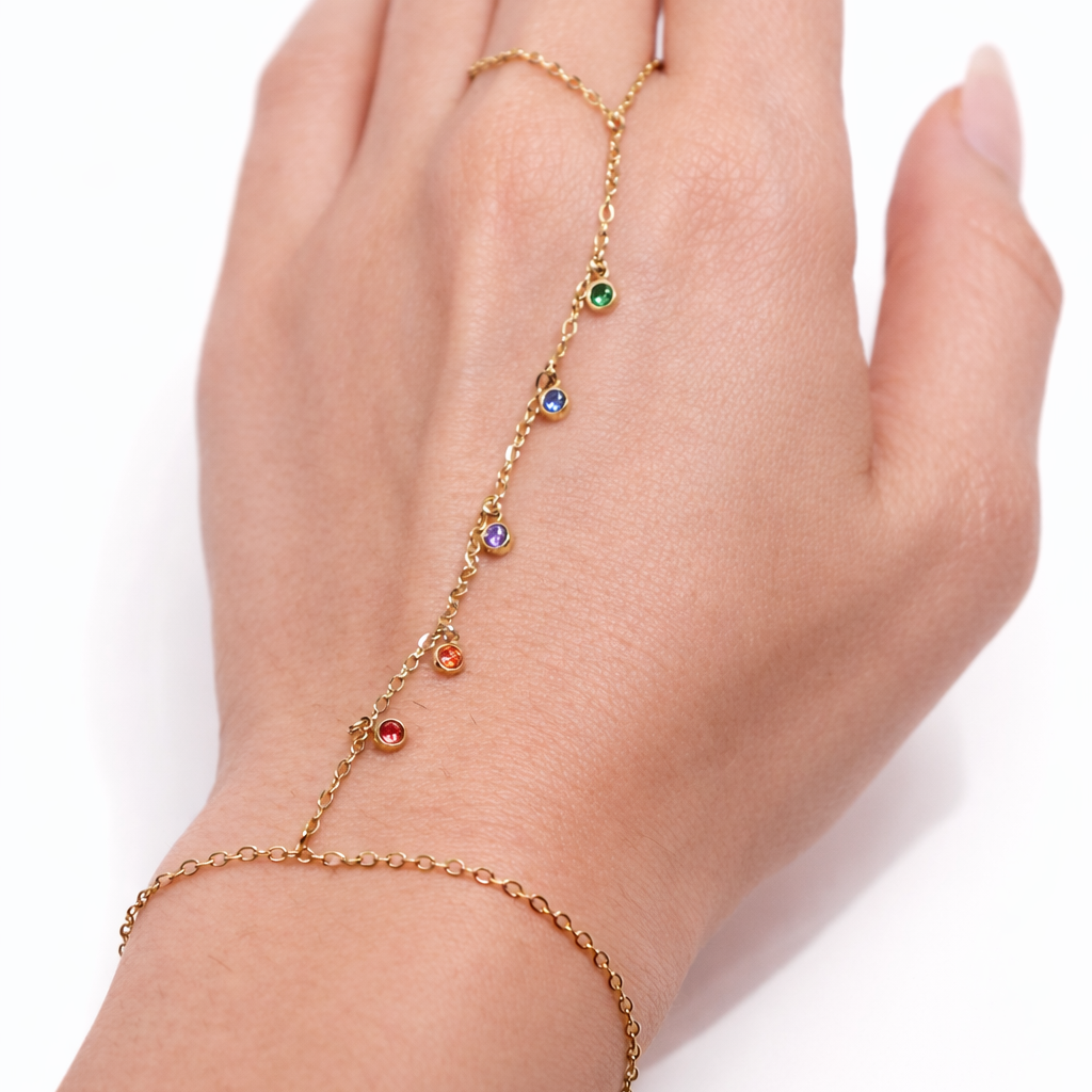 Multi coloured hand chain