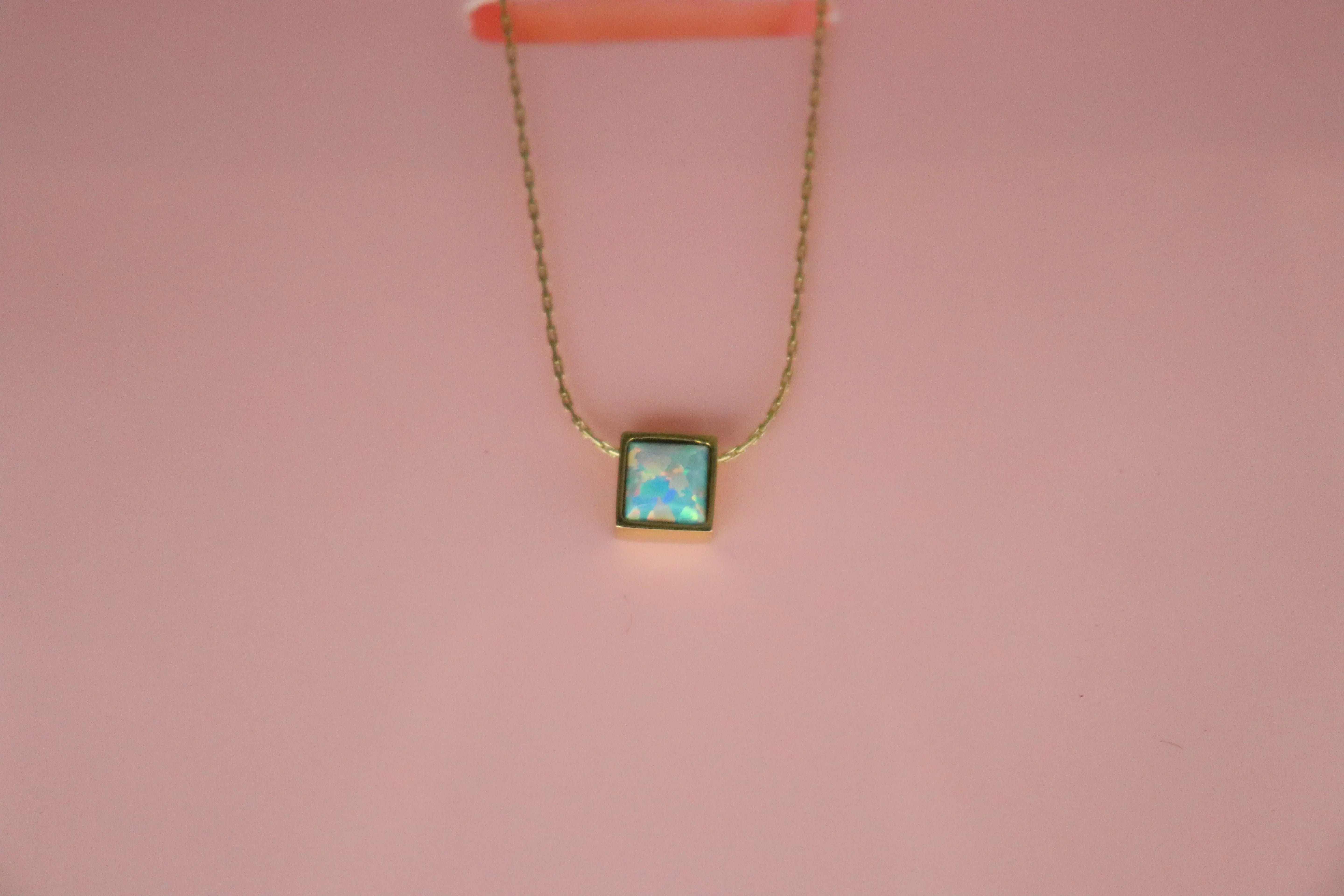 Square opal necklace Dela Asa Art