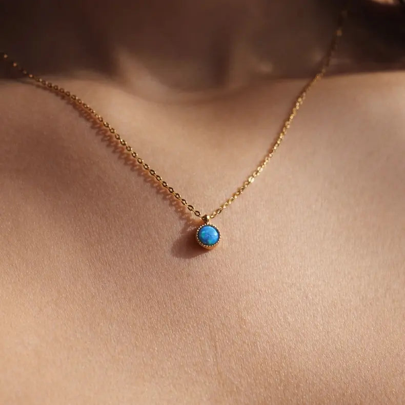 Round blue opal Dela Asa Art