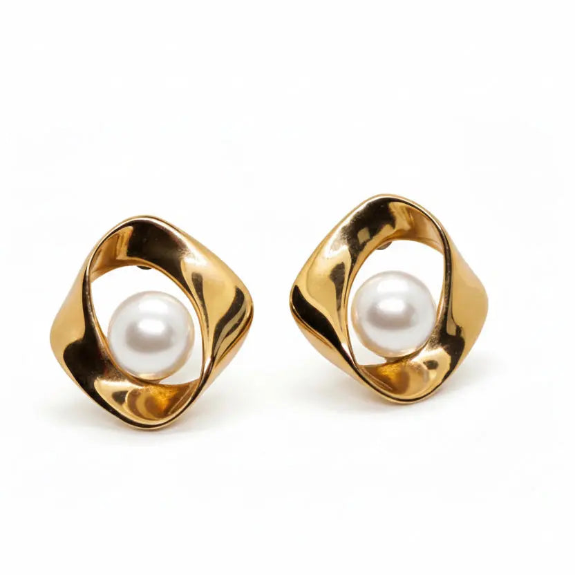 Sculpted Pearl Studs Dela Asa Art