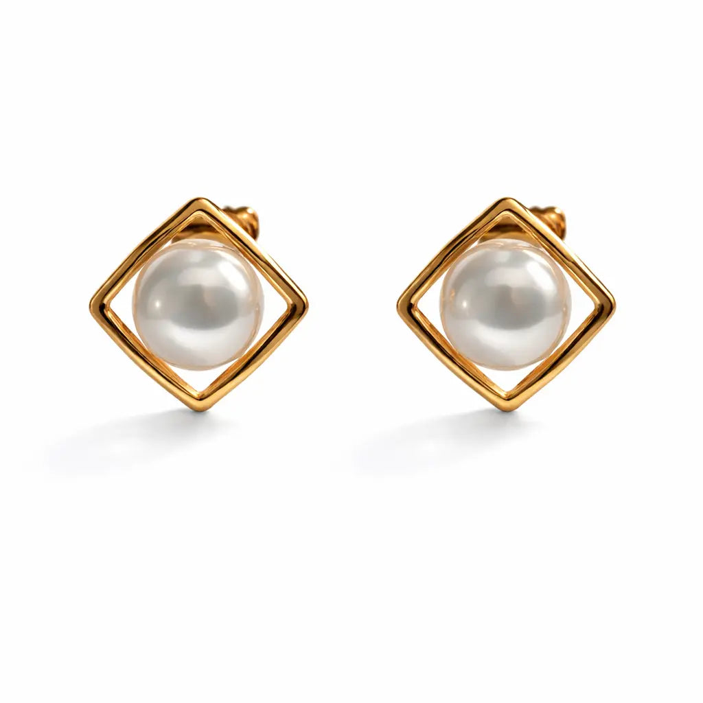 The Luma Frame Pearl Studs Dela Asa Art