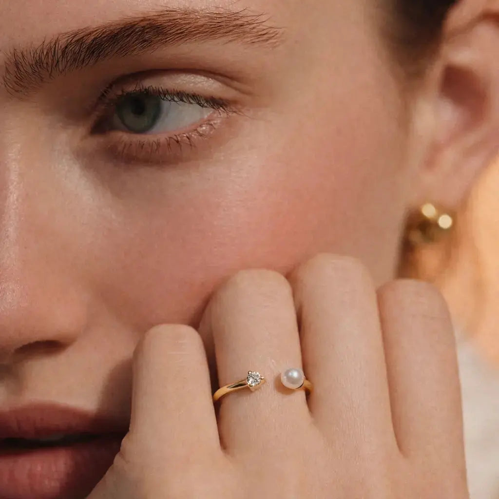 Pearl Glow Open Ring Dela Asa Art