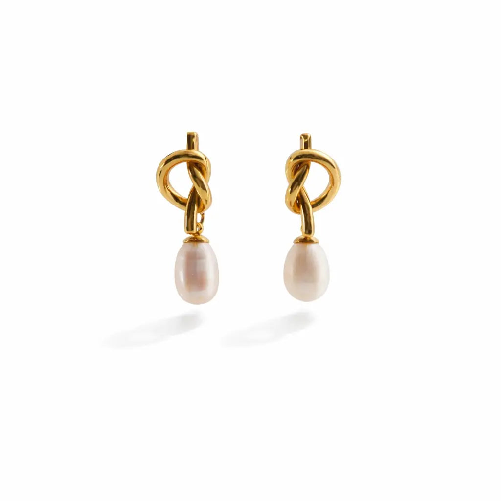 Nerina Knot Pearl Earrings Dela Asa Art