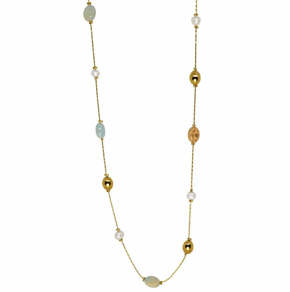 The Azura Pearl & Gemstone Necklace Dela Asa Art